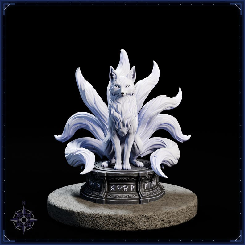 Nine Tailed Fox Spirit STL file for 3D printing - fantasy statue, image 2 of 11