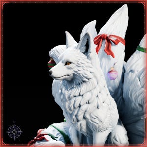 Winter Kitsune STL file for 3D printing - fantasy statue, image 10 of 11