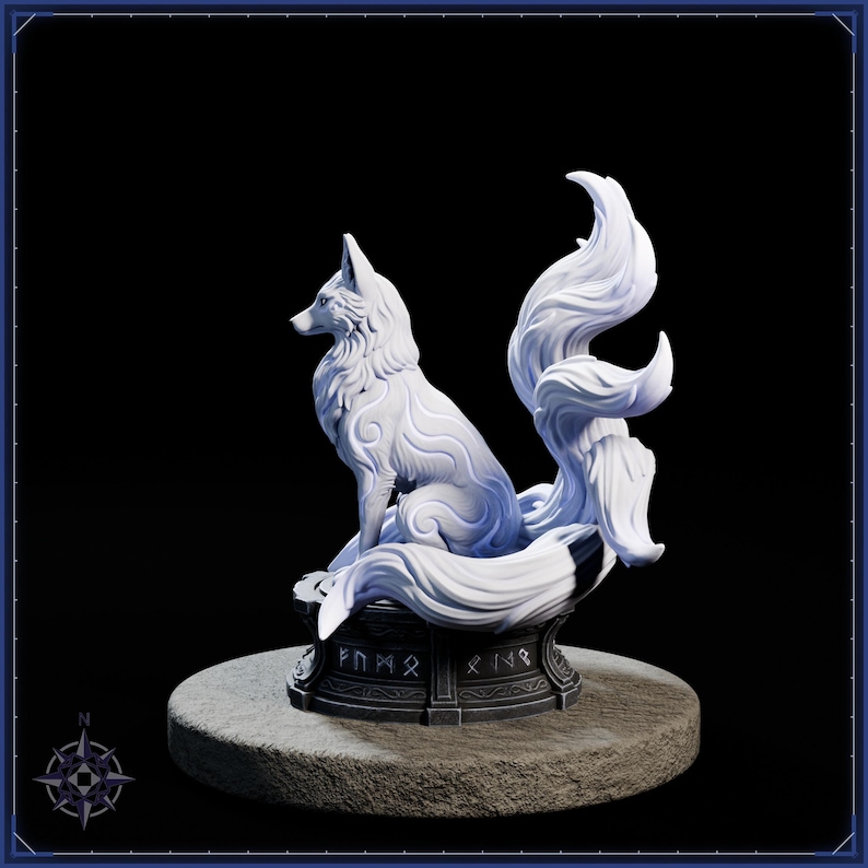 Nine Tailed Fox Spirit STL file for 3D printing - fantasy statue, image 4 of 11