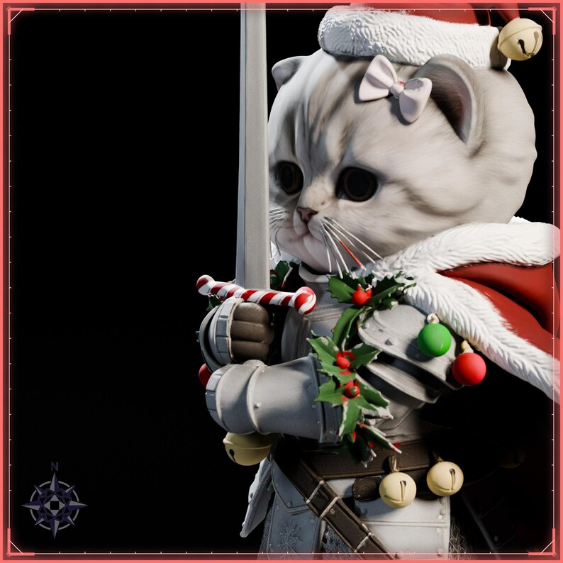 Sir Fluffington Christmas STL file for 3D printing - fantasy statue, image 10 of 11