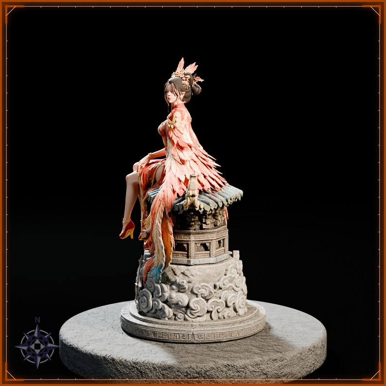 Vermilion Bird Maiden STL file for 3D printing - fantasy statue, image 4 of 11