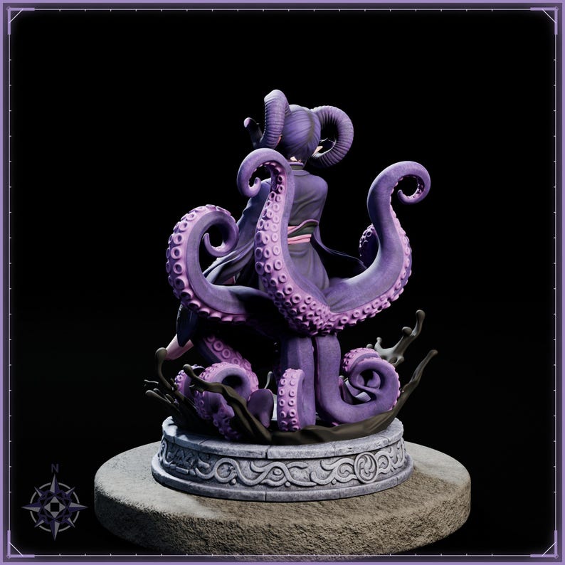 Ushi-Oni Maiden STL file for 3D printing - folklore anime girl statue, image 5 of 11