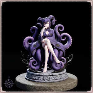 Ushi-Oni Maiden STL file for 3D printing - folklore anime girl statue, image 2 of 11