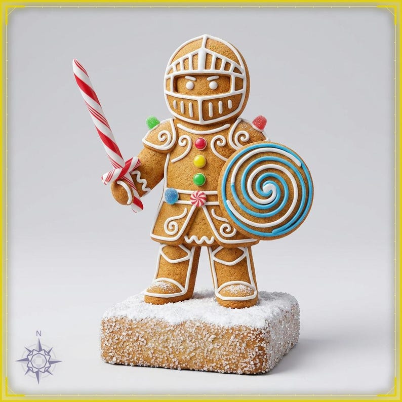 Gingerbread Knight STL file for 3D printing - fantasy statue, image 1 of 11