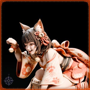 Nekomata STL file for 3D printing - fantasy statue, image 10 of 11