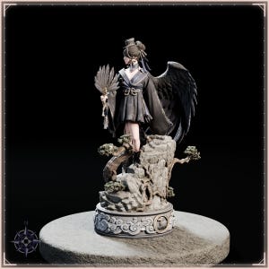 Tengu Girl STL file for 3D printing - fantasy statue, image 5 of 11