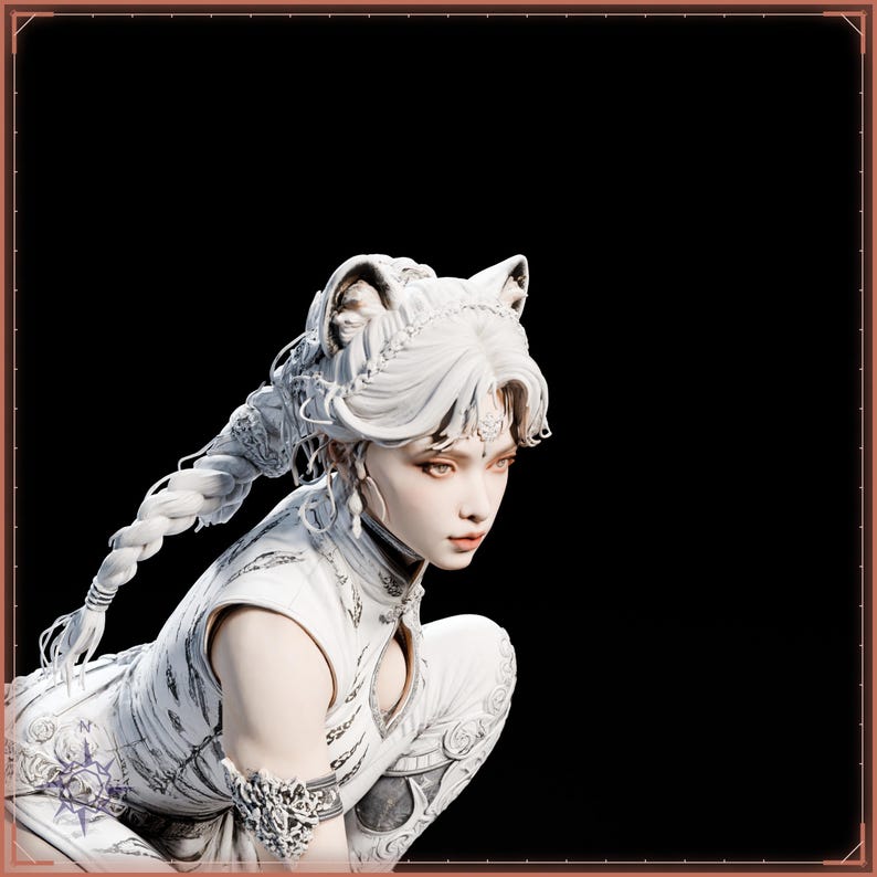 White Tiger Maiden STL file for 3D printing - fantasy statue, image 11 of 11