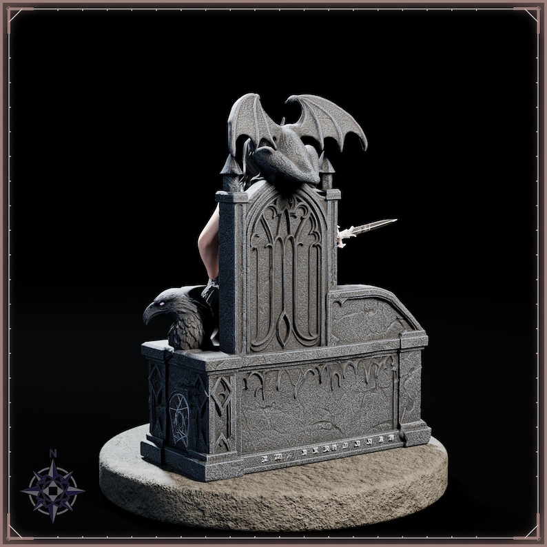 Gothic Vampire Queen STL file for 3D printing - fantasy statue, image 5 of 11