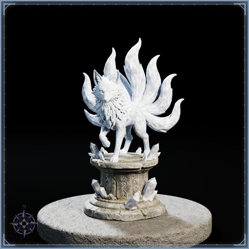 Crystal Kitsune STL file for 3D printing - fantasy statue, image 2 of 11