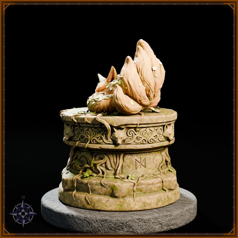Forest Kitsune STL file for 3D printing - fantasy statue, image 4 of 11