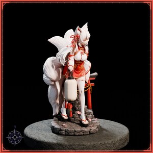 Kitsune Miko STL file for 3D printing - fantasy statue, image 8 of 11