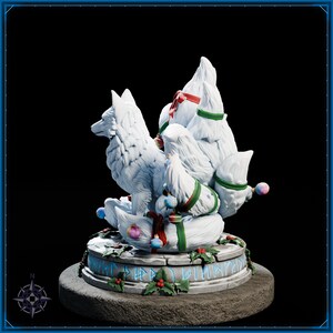 Winter Kitsune STL file for 3D printing - fantasy statue, image 4 of 11
