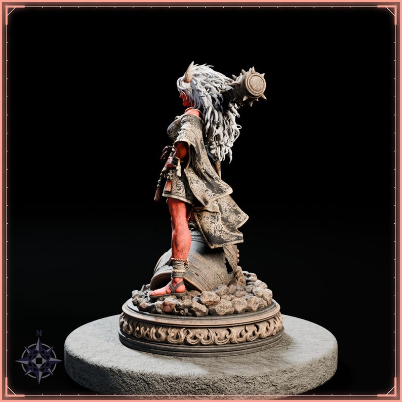 Oni Girl STL file for 3D printing - fantasy statue, image 4 of 11