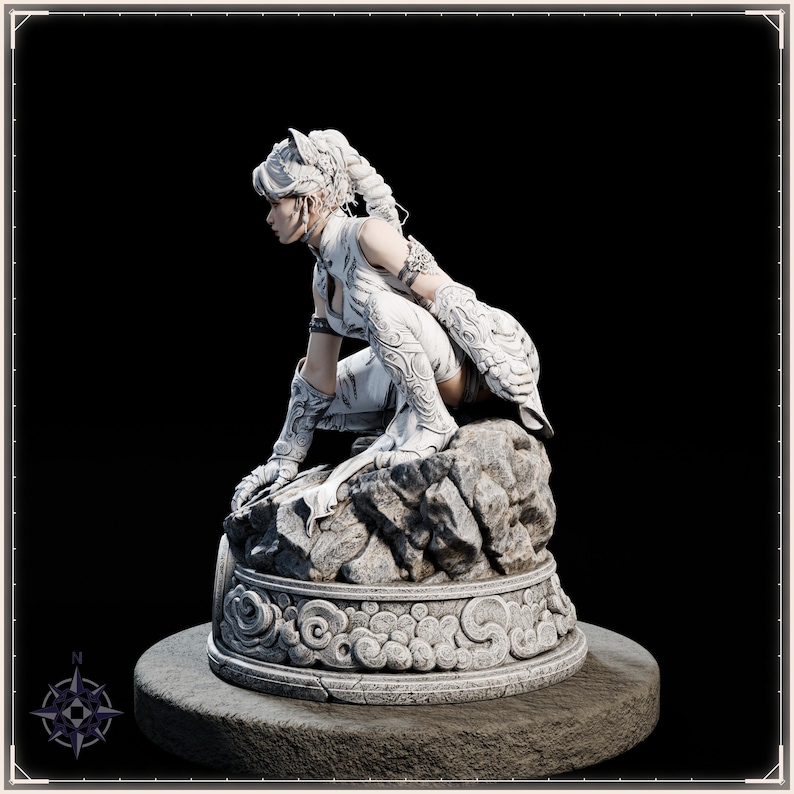 White Tiger Maiden STL file for 3D printing - fantasy statue, image 4 of 11