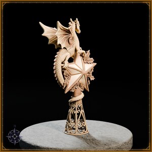 Golden Dragon Christmas Tree Topper – STL file for 3D printing - fantasy statue, image 5 of 11
