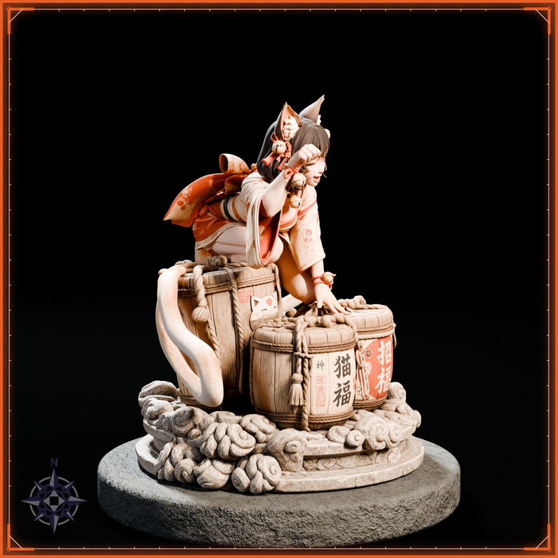 Nekomata STL file for 3D printing - fantasy statue, image 8 of 11