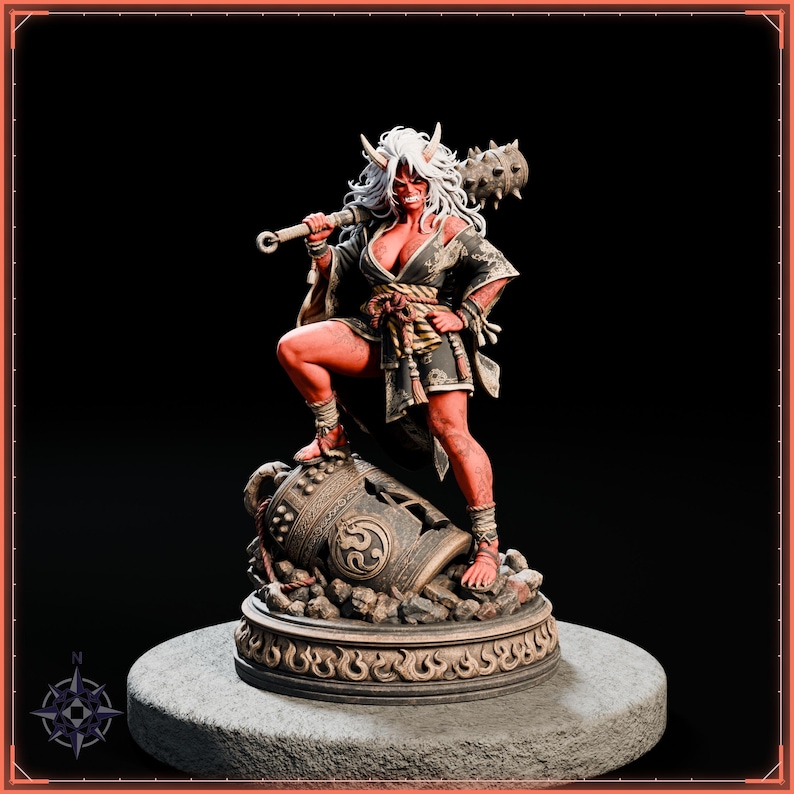 Oni Girl STL file for 3D printing - fantasy statue, image 2 of 11