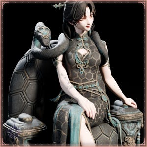 Black Tortoise Maiden STL file for 3D printing - fantasy statue, image 11 of 11