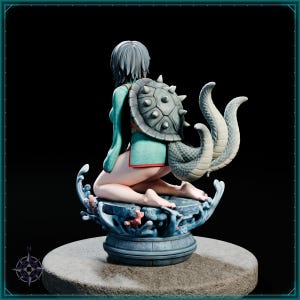 Sea Turtle Maiden STL file for 3D printing - folklore anime girl statue, image 6 of 11