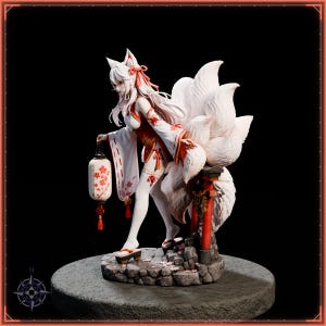 Kitsune Miko STL file for 3D printing - fantasy statue, image 3 of 11