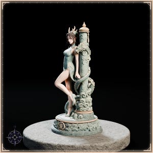 Azure Dragon Maiden STL file for 3D printing - fantasy statue, image 3 of 11