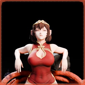 Lava Monkey Maiden STL file for 3D printing - folklore anime girl statue, image 9 of 11