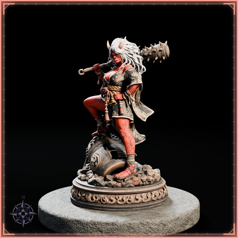 Oni Girl STL file for 3D printing - fantasy statue, image 3 of 11