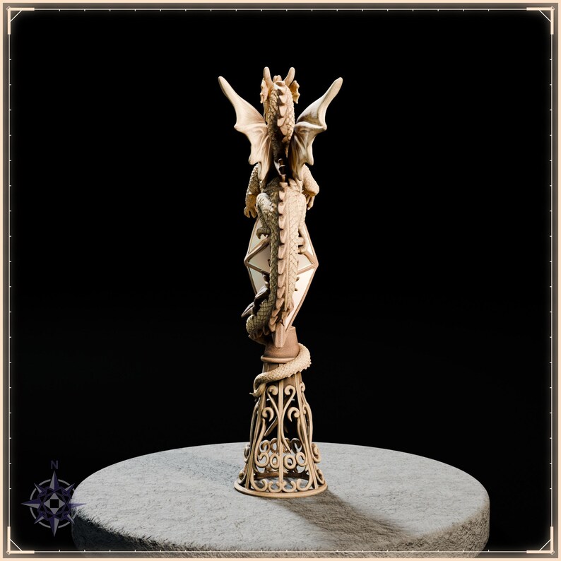 Golden Dragon Christmas Tree Topper – STL file for 3D printing - fantasy statue, image 4 of 11