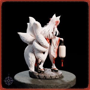 Kitsune Miko STL file for 3D printing - fantasy statue, image 7 of 11