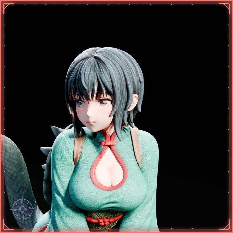 Sea Turtle Maiden STL file for 3D printing - folklore anime girl statue, image 10 of 11