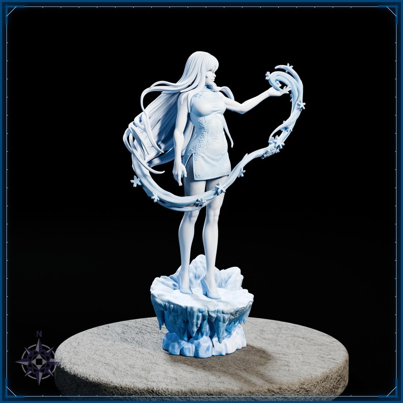 Yuki-onna STL file for 3D printing - fantasy statue, image 8 of 11