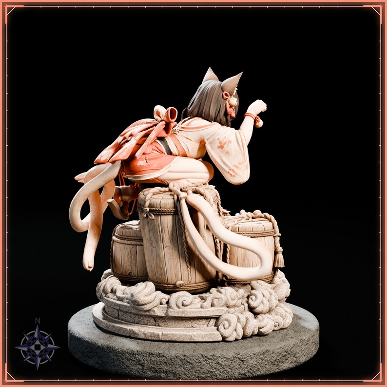 Nekomata STL file for 3D printing - fantasy statue, image 7 of 11