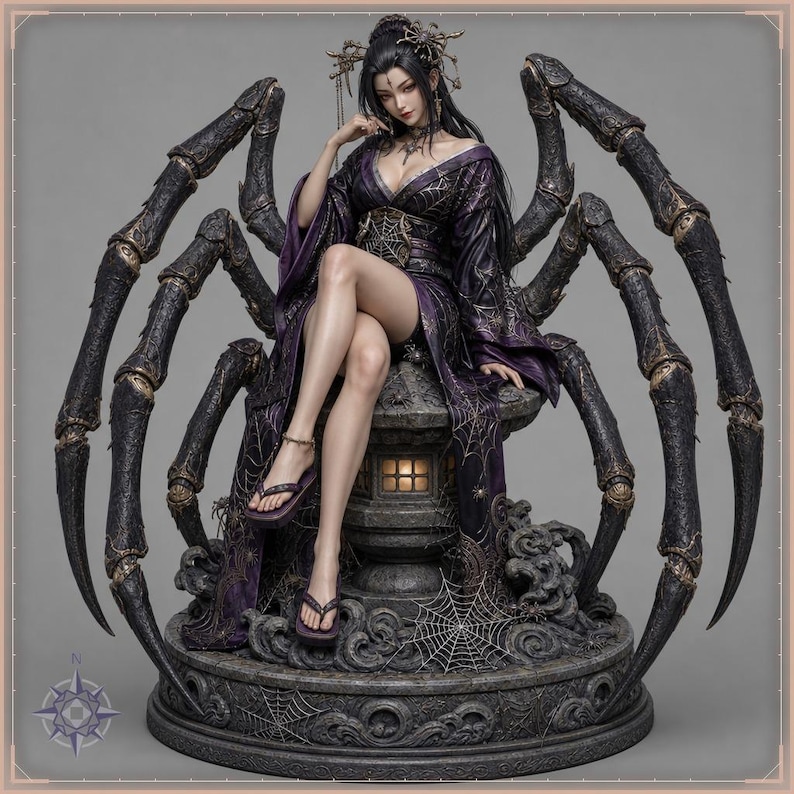 Jorogumo STL file - Spider Yokai Woman Statue: AI concept artwork the 3D model was made from, Mystvane
