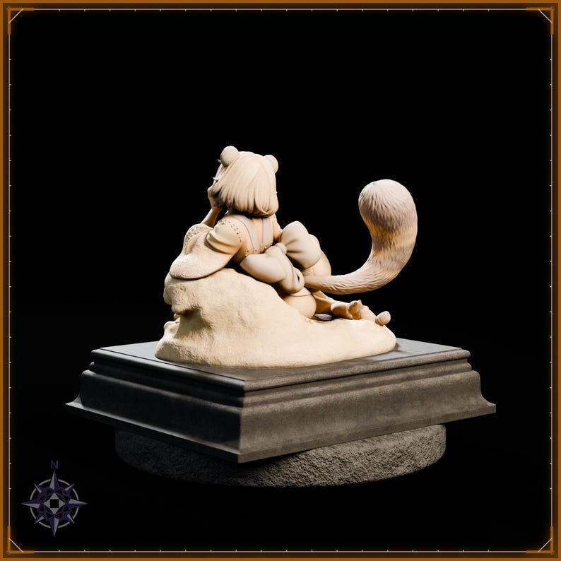 Tanuki Maiden STL file for 3D printing - folklore anime girl statue, image 5 of 11