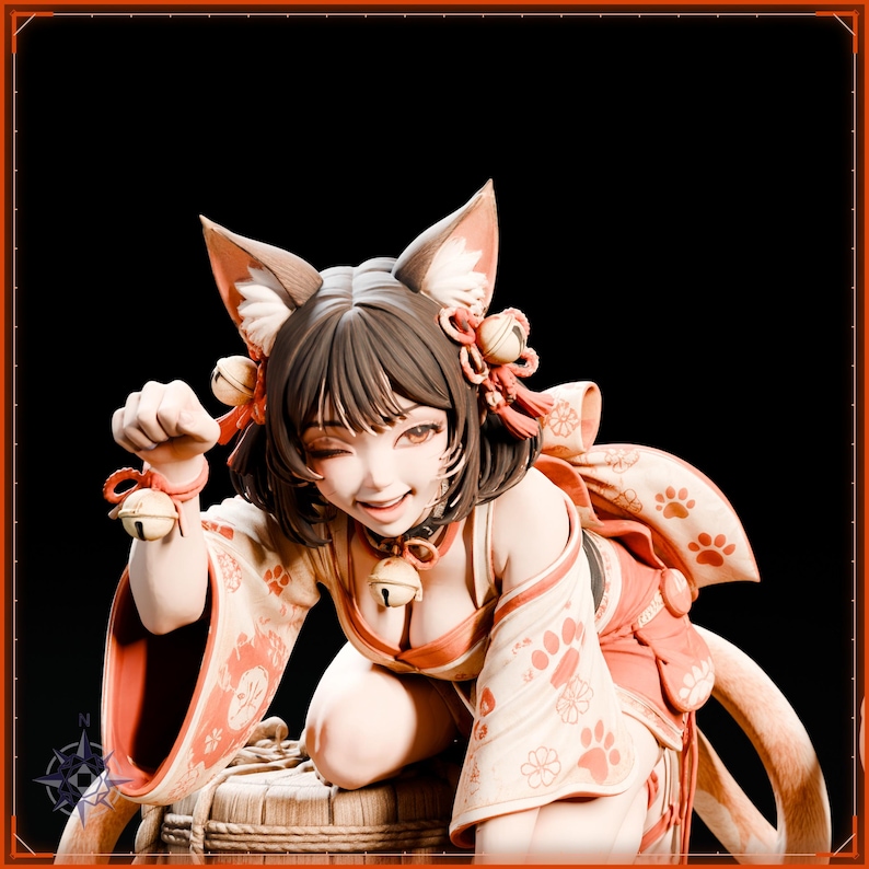 Nekomata STL file for 3D printing - fantasy statue, image 9 of 11