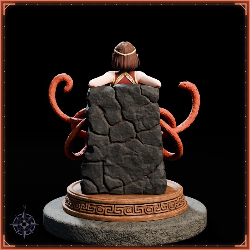 Lava Monkey Maiden STL file for 3D printing - folklore anime girl statue, image 6 of 11