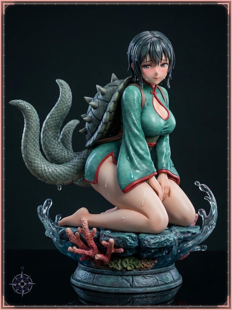Sea Turtle Maiden STL file for 3D printing - folklore anime girl statue, image 1 of 11
