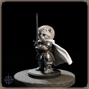 Sir Fluffington Knight Kitten STL file for 3D printing - fantasy statue, image 3 of 11