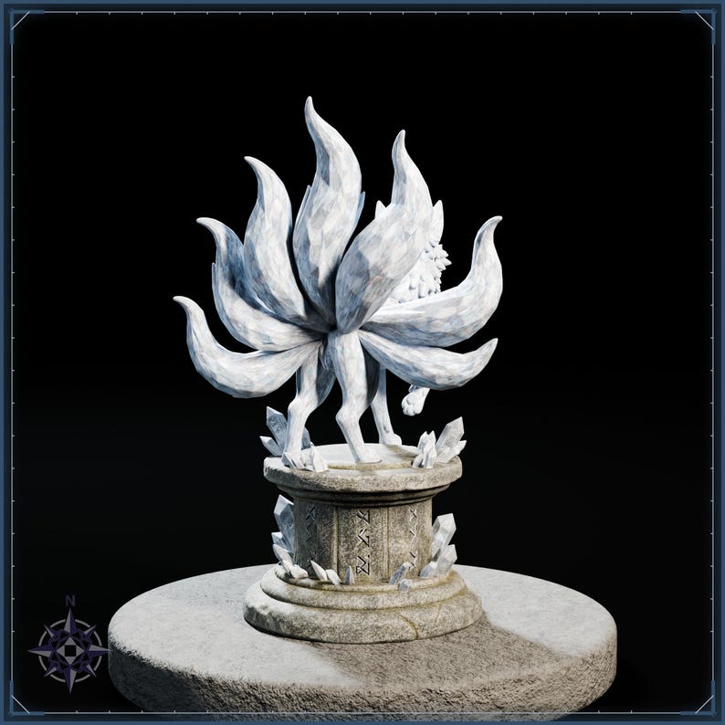 Crystal Kitsune STL file for 3D printing - fantasy statue, image 6 of 11