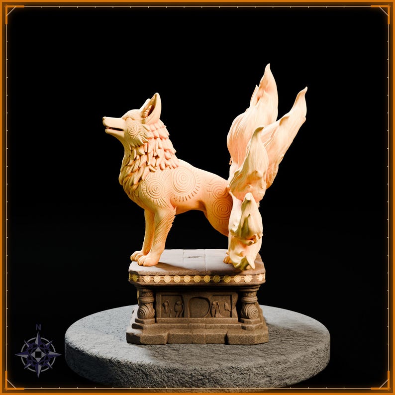 Solar Kitsune STL file for 3D printing - fantasy statue, image 4 of 11