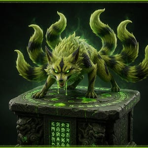 Toxic Kitsune venomous nine-tailed fox spirit statue STL 3D print file