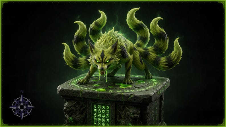 Toxic Kitsune venomous nine-tailed fox spirit statue STL 3D print file