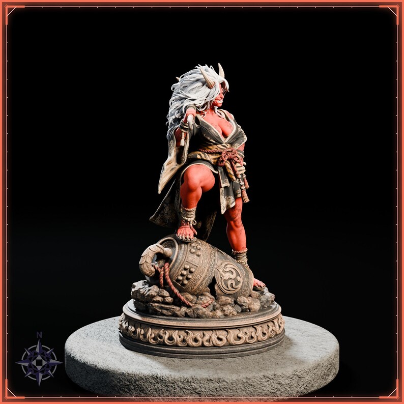 Oni Girl STL file for 3D printing - fantasy statue, image 8 of 11