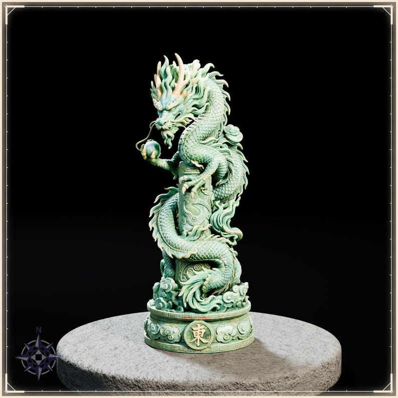 Azure Dragon STL file for 3D printing - fantasy statue, image 2 of 11
