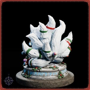 Winter Kitsune STL file for 3D printing - fantasy statue, image 5 of 11
