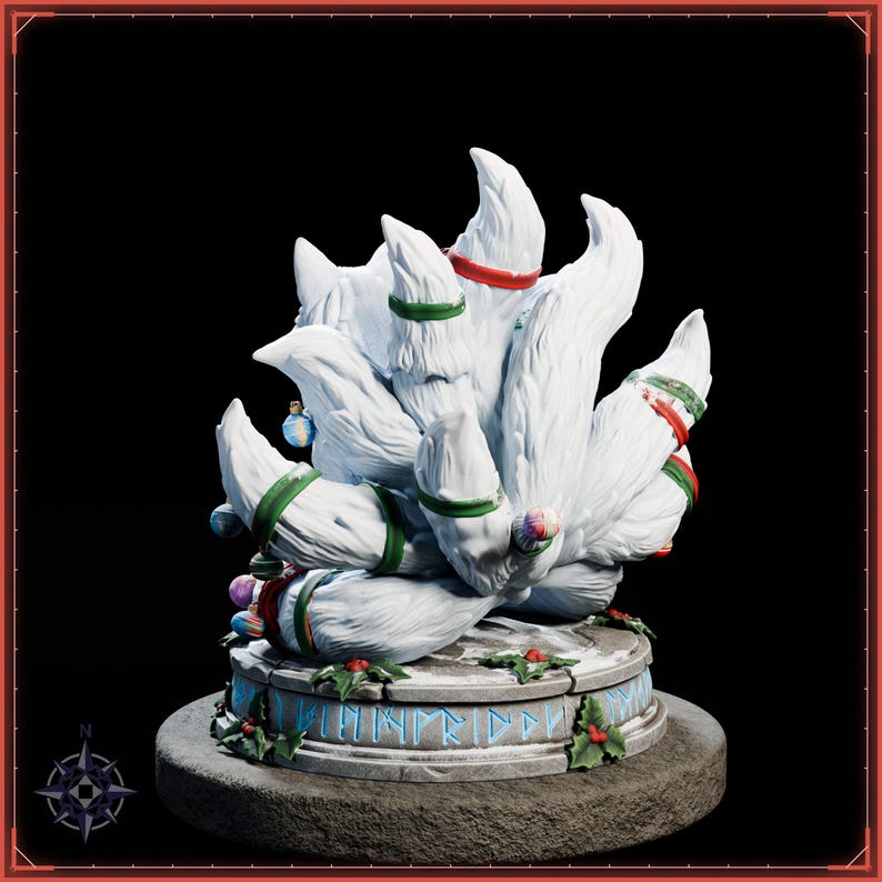 Winter Kitsune STL file for 3D printing - fantasy statue, image 5 of 11