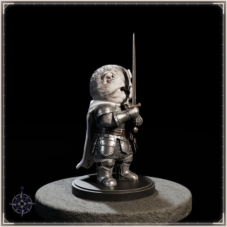 Sir Fluffington Knight Kitten STL file for 3D printing - fantasy statue, image 8 of 11
