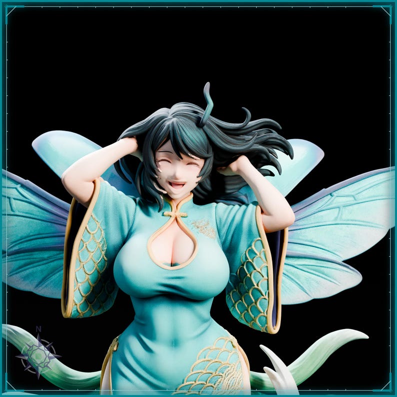 Wind Beetle Maiden STL file for 3D printing - folklore anime girl statue, image 9 of 11