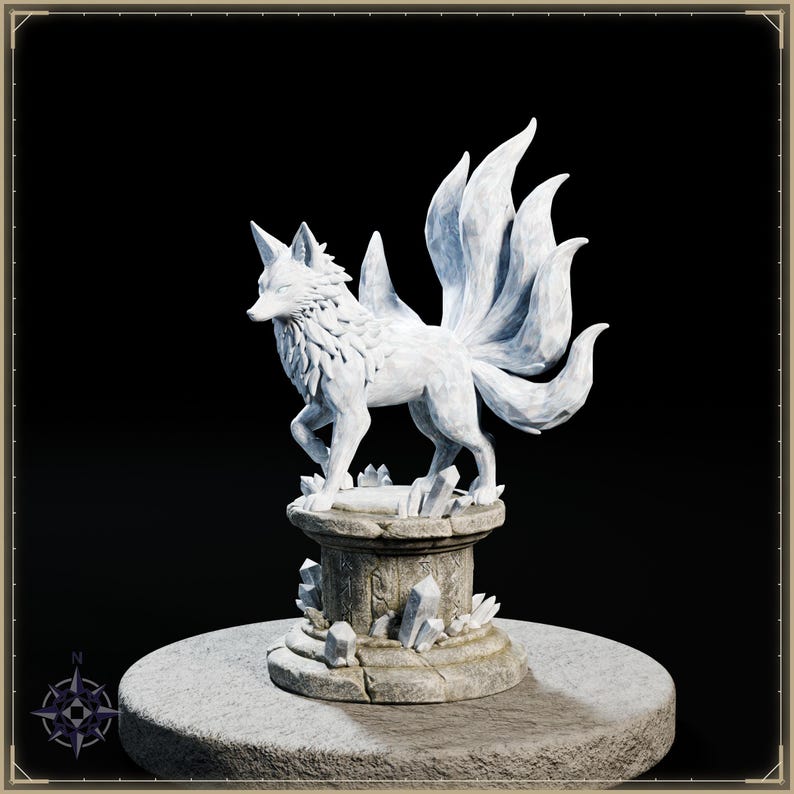 Crystal Kitsune STL file for 3D printing - fantasy statue, image 3 of 11