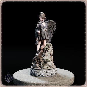 Tengu Girl STL file for 3D printing - fantasy statue, image 4 of 11
